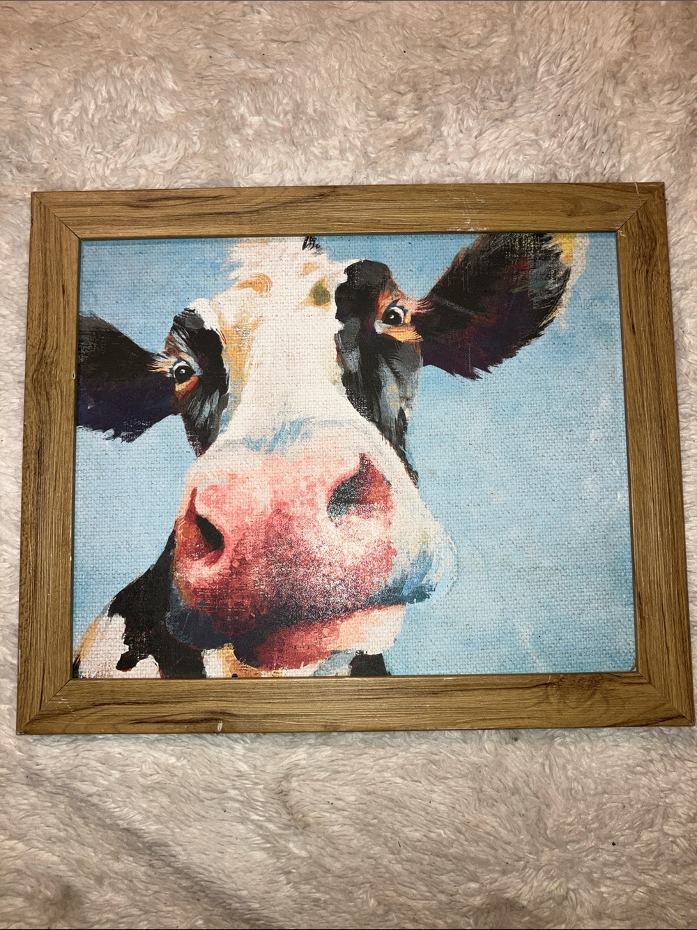 Source Unknown Colorful Cow Portrait - Blue, Pink, Black